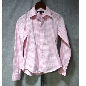 Ralph Lauren Black Label Pink Gingham Button-Down Shirt Size 6